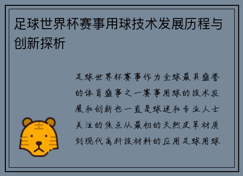 足球世界杯赛事用球技术发展历程与创新探析